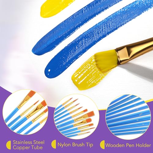 AROIC Acrylic Paint Brush Set, 36pack/360pcs Nylon Hair Paint Brushes, for Oil Painting Rock Body Painting, Artist Amateur Craft Paint Brushes Supplies, Children Adult Painting Small Paint Brush Set. - size: 360pcs