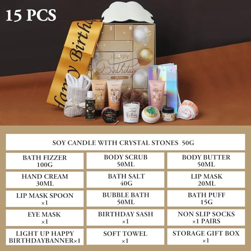 Birthday Bath Gifts, Spa Gift Basket for Women & Men Birthday Spa Gift Box | Home Spa Set, Beauty Personal Care Bath Essentials, Butter, Candle, happy birthday gifts box for women bath and body care