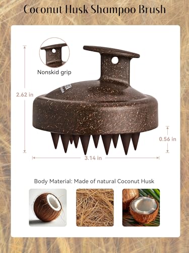 HEETA Scalp Massager Hair Growth, Soft Silicone Scalp Scrubber Shampoo Brush for Exfoliation, Dandruff Removal & Head Massage Stress Relax, Wet & Dry Use for Thick, Thin Hair Care, Dark Brown - color: Dark Brown