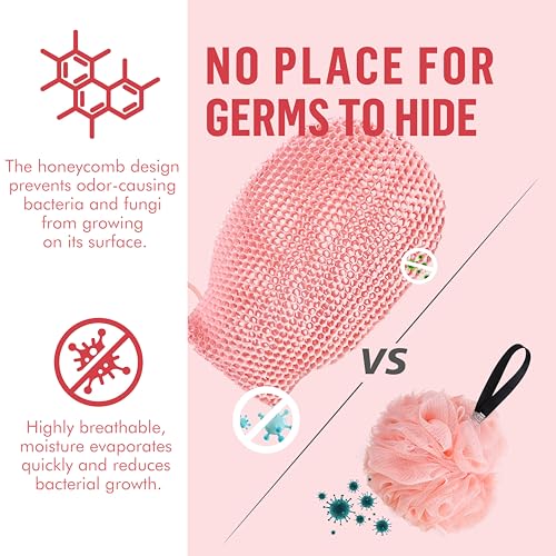 Bath Mitt - Exfoliating Glove, Honeycomb Body Scrubber,Massage Body Scrub Gloves for Home Spa,Mitt Sponges for Cleaning Body,Deep and Gentle,Fast foaming (Blue(Softer,Small Size)) - style: BLUE