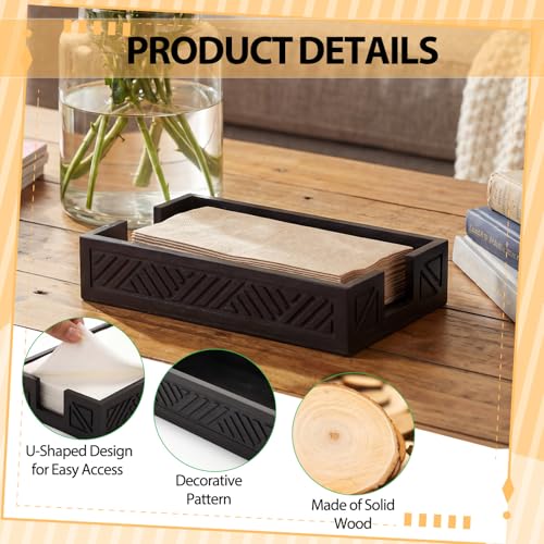 Wood Napkin Holder for Bathroom Paper Towel Holder Tray for Guest Farmhouse Rustic Wooden Tray Disposable Hand Towels Basket Modern Tabletop Decor for Cocktail Kitchen Coffee Bar(Black) - color: Black