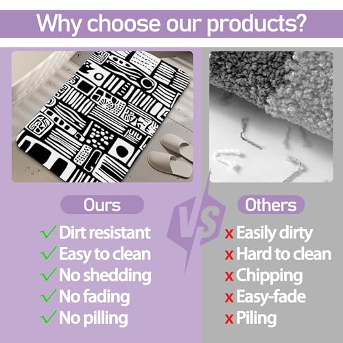 African Motifs Bathroom Rugs Mat, Super Absorbent Quick Drying Floor Mat for Bathroom Entryway 17"x30" - color: African Motifs