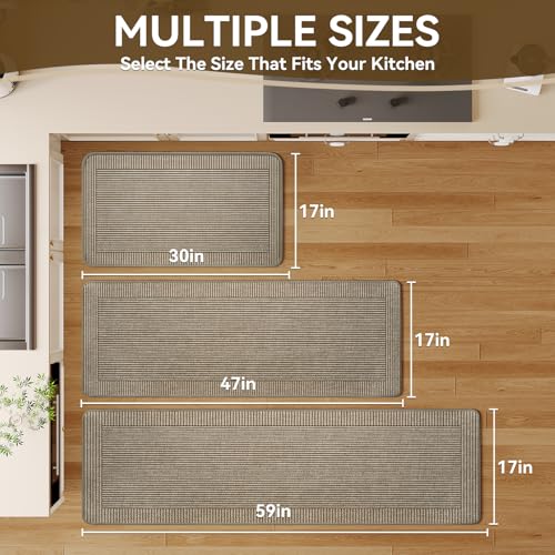 Kitchen Mats for Floor, 17''x30'' Washable Non Slip Absorbent Kitchen Mat, Braided Kitchen Runner Rug, Kitchen Sink Rug, Brown - color: A Linear Brown, size: 17''x30''