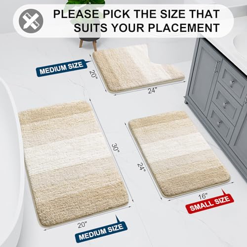 Arotive Bathroom Rugs Sets 2 Piece, Soft Absorbent Microfiber Bath Mats and U-Shaped Contour Toilet Rug, Machine Washable Dry Bath Mats for Bathroom, 30x20 and 24x20, Light Beige - color: Light Beige, size: 30" X 20" + U Shape 24" X 20"