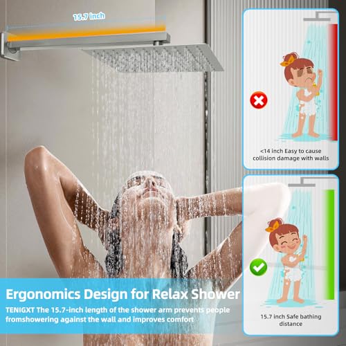 Bathroom Shower Faucet Set，10 Inch Rain Shower Head with Handheld Spray，Brass Shower Valve Trim Kit，Wall Mounted Square Rain Shower System (Brushed Nickel) - color: Brushed Nickel, size: 10 Inch Shower Head