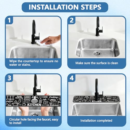 2 Pcs Kitchen Sink Splash Guard Faucet Mat Graffiti Pattern Faucet Mat for Sinks Digital Painting Absorbing Drying Mats for Kitchen Bathroom, 23.6x5.5inch - color: Graffiti Pattern