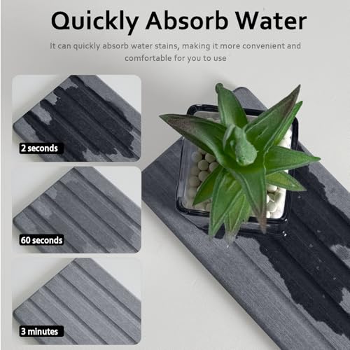 2 PCS Water Absorbing Stone Trays for Bathroom Sink & Kitchen Counter, Fast-Drying Diatomite Sink Caddy, Vanity Tray, Hand Soap Holder with Anti-Skid Pads (Gray, 8.7" x 4"/22 x 10cm) - color: Gray, size: 8.7" x 4" (22 x 10cm)