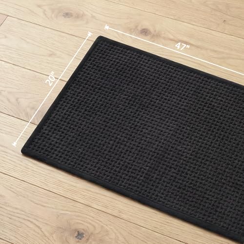 Bathroom Rugs Non Slip Washable, Super Absorbent Thin Bath Mat for Small Quick Dry Low Pile Bathroom Rug, (Black, 47″x20″) - color: Black, size: 1'8" x 3'11" (47″x20″)