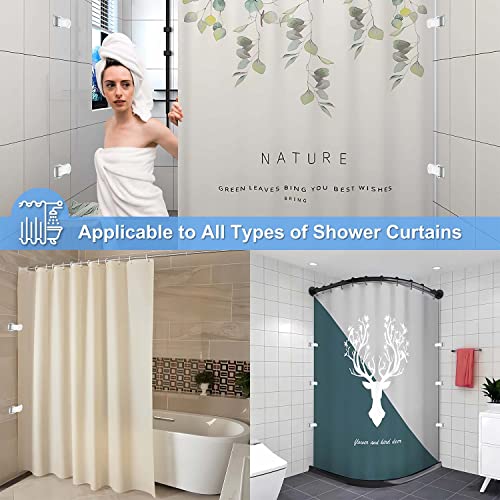 Sunflower Shower Curtain Clips, Shower Splash Guard Holders, Bathtub Curtain Liner Clips for Windproof & Splash Water (White-4 Pack)
