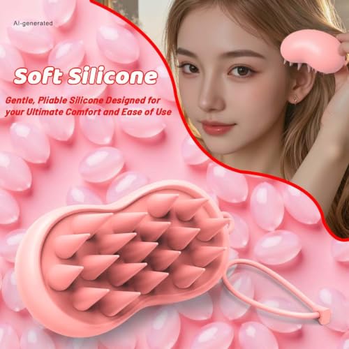 YalsFTY Silicone Scalp Massager Shampoo Brush – Ergonomic, Waterproof Scalp Scrubber for Hair Growth & Dandruff Removal – Ideal for Wet & Dry Hair Care