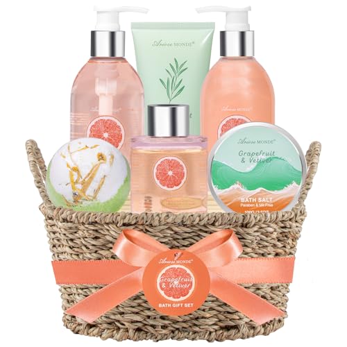 Bath and Body Gift Basket for Women, Bath Baskets for Women Gift Relaxation, Spa Gift Basket With Bath Bombs, Bath Salts, Shower Gel, Birthday Gifts for Her, Mother's Day Home Spa Relaxation Kit