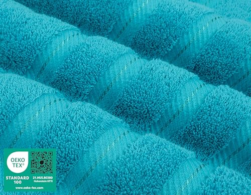 American Soft Linen 100% Cotton Luxury Turkish Towels, 3 Piece Towel Set | Soft Absorbent Quick Dry OEKO Tex Standard 100 Certificated Durable Machine Washable Breathable Premium Hotel Quality - color: Aqua Blue, size: 3PC (BT + HT + WC)