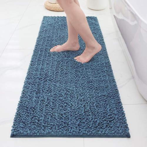 ILANGO Bathroom Rugs Light Blue 70x24,Extra Soft Absorbent Chenille Bath Rugs,Thick Non-Slip Shaggy Bath Mat,Machine Washable Quick Dry Bath Mats for Bathroom Runner Floor, Tub, Shower Accessories - color: Light Blue, size: 24"×70" Large Bathroom Rug