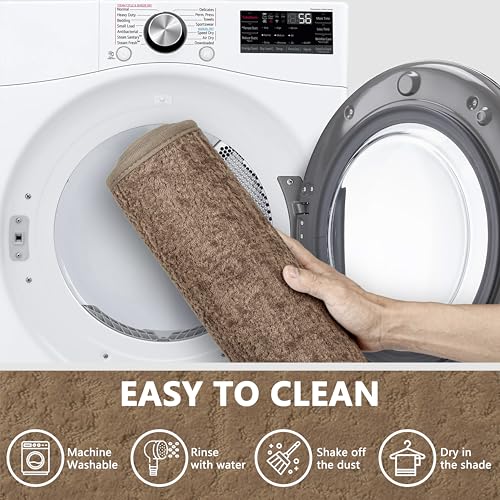 Bathroom Mat Quick Dry Low Profile Washable Bathroom Rugs Non Slip Bath Rug Ultra Thin Bath Mat Fit Under Door, Coffee 17" × 32" - color: Coffee, size: Medium(17"x 32")
