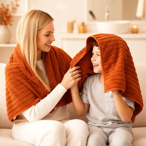 6-Piece Bath Towel Set - Includes 2 Extra Large Bath Sheets (40"x80"), 2 Hand Towels & 2 Washcloths - Premium Microfiber Quick Dry Luxury Towels for Bathroom (Burnt Orange) - color: Burnt Orange, size: 6Piece Towel Set