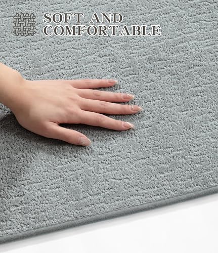 chakme Bathroom Rug Sets 3 Piece, Ultra Thin Quick Dry Bath Mat Set, Absorbent Bath Mat for Bathroom Non Slip Machine Washable, (Light Grey, 3 Piece) - color: Light Grey, size: 3piece