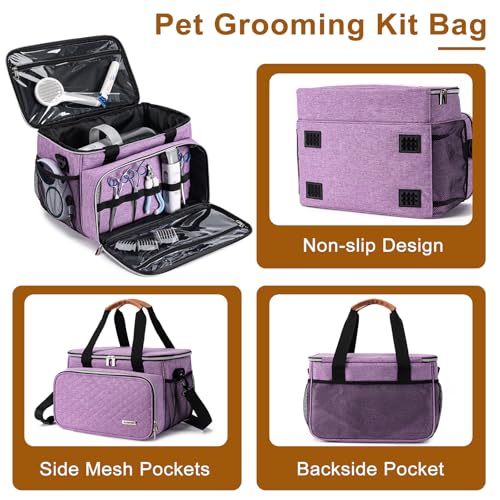 Dog Grooming Vacuum Bag, Pet Grooming Kit Bag Perfect for Dog Hair Vacuum & Grooming Tool Kit Accessories- Purple - color: Purple