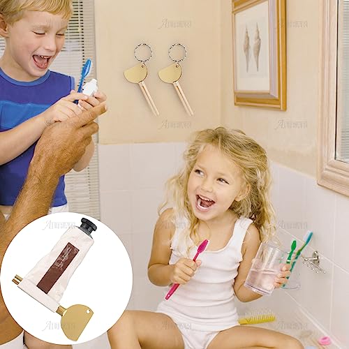 AUEAR, 4 Pack Gold Stainless Steel Toothpaste Tube Squeezers Keys Roller Presser Wringer for Home Hair Dye - color: Gold