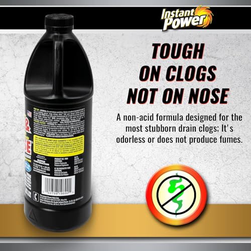 Instant Power Hair and Grease Drain Cleaner - Shower Drain & Sink Cleaner, Liquid Clog Remover, Made in USA, Sink Deodorizer - 1 Liter (Pack of 2) - size: 33.8 Fl Oz (Pack of 2)