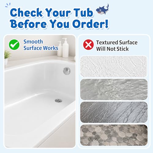 XIYUNTE Baby Bath Mat for Tub Non Slip Kids Bath Mat - 40''x16'' Extra Long Cartoon Bathtub Mat Non Slip Kids Shower Mat Eco-Friendly Toddler Bath Mats with Suction Cups, Machine Washable, Shark - color: B-shark 1