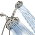 AquaDance 7" Premium High Pressure 3-Way Rainfall Combo with Stainless Steel Hose – Enjoy Luxurious 6-setting Rain Shower Head and Hand Held Shower Separately or Together – Brushed Nickel Finish - color: Brushed Nickel, style: 2.5 Gallons Per Minute