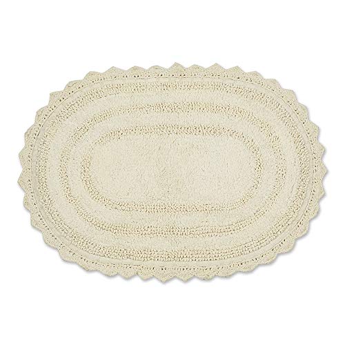 DII Crochet Collection Reversible Bath Mat, Small Oval, 17x24, Off-White - color: Off White, size: 1'5" x 2' (Oval)