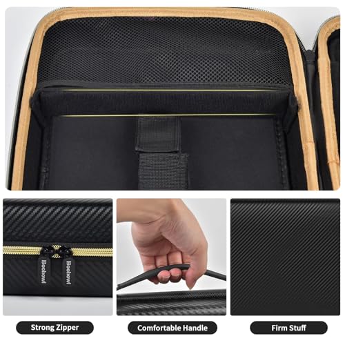 Boobowl Hard Case for Hair Clippers, Barber Tool Organizer for Home&Travel | Case Only for Clippers, Trimmers, Guards, Shears, Combs, Chargers and Small Grooming accessories, Black+Gold Zipper - color: Bronze