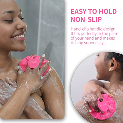 BEAUTAIL Silicone Body Scrubber, Gentle Exfoliating Shower Brush for Body | Hygienic Silicone Loofah, Easy-Grip Handle, Soft Bath Essential Scrubber for Sensitive Skin, Women, Men & Kids, 1 Pack, Rose - color: Rose 1 Pc