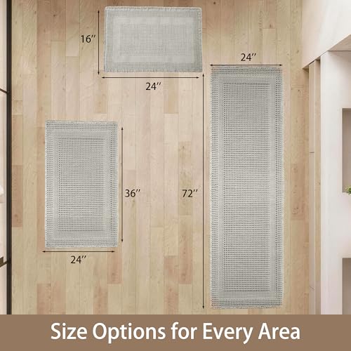 Waffle Bath Mat Non Slip, Boho Bathroom Rug, Super Absorbent Quick Dry Bathroom Mat, Soft Farmhouse Bath Rug with Tassels, Small Washable Shower Mats for Floor 20"x32", Square Light Grey - color: Square Light Grey, size: 1'8" x 2'8" (Rectangular)