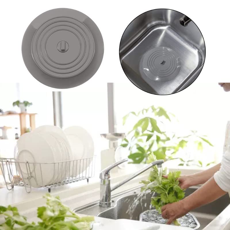 VIGOR PATH Set of 2 Silicone Tub Stoppers - 5.9 Inches Sink Stoppers - Flat Bathtub Drain Covers, Hair Catchers and Suction Bathtub Plugs for Kitchen, Bathroom and Laundry (White) - color: White