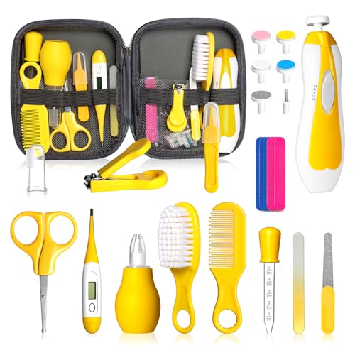 Baby Grooming Kit for Boys Girls Safety Newborn Nursery Essentials Grooming Set Gift for First-time Parents, Yellow 25 in 1 - style: Yellow 25 in 1
