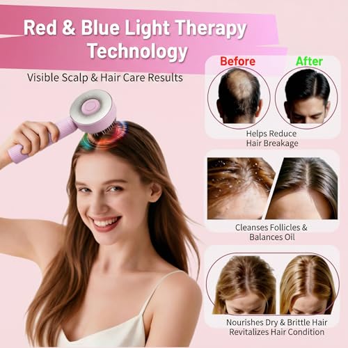 KRYO Trvtve 4-in-1 Electric Scalp Massager for Hair Growth with Detachable Design, 3D Bionic Finger & Red Light Blue Light and Red-Blue Light Modest Therapy, IPX7 Waterproof for Men Women