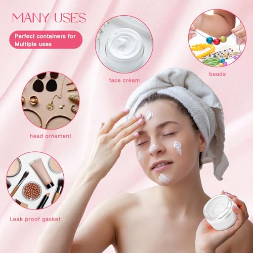 Patelai 4 Pieces Round Wide-mouth Leak Proof Plastic Container Jars with Lids for Travel Storage Makeup Beauty Products Face Creams Oils Salves Ointments DIY Making(1 Ounce,Pink) - color: Pink, size: 1 Ounce