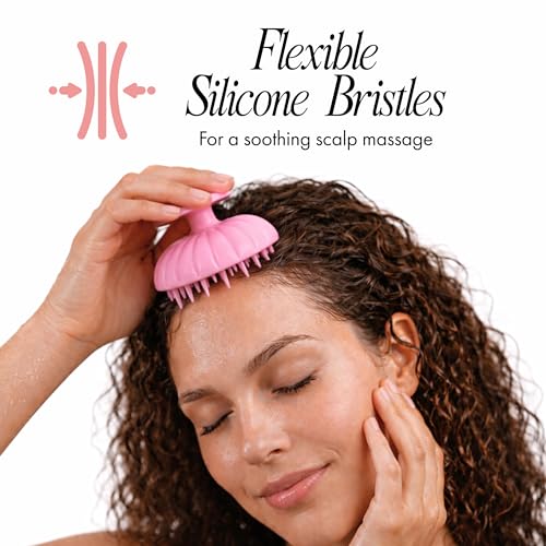 Scalp Massager, Exfoliating Silicone Handheld Head and Temple Scrubber Brush for Hair Stimulation