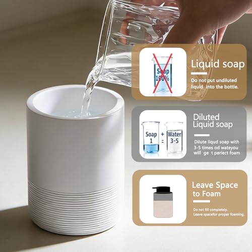 Resin Foaming Soap Dispenser, 11 OZ Bathroom & Kitchen Foam Soap Dispenser, Easy Press Pump, Refillable Hand Soap Dispenser, Modern Decor (White) - color: White