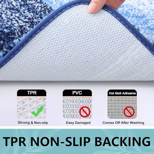 Arotive Bathroom Rugs Sets 2 Piece, Soft Absorbent Microfiber Bath Mats and U-Shaped Contour Toilet Rug, Machine Washable Dry Bath Mats for Bathroom, 24x16 and 24x20, Blue - color: Blue, size: 24" X 16" + U Shape 24" X 20"