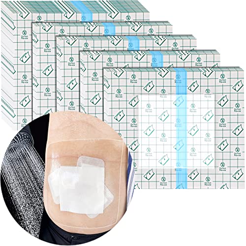 25 Pcs Waterproof Shower Cover 9"x9" with Non-Stick Center Pad for Large Port Surgery Incisions Protector Patch Transparent Film Clear Adhesive Wounds Dressing Bandage Shields - size: 9x9 Inch (Pack of 25)