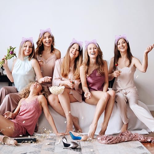 Semato Bachelorette Party Favor Set Bride and Bridesmaid Spa Headband Skincare Headbands for Women Gifts and Party Supplies (Purple) - color: Purple