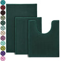 Urvoix Bathroom Rugs Sets 3 piece, Non-Slip Chenille Bath Rug - Ultra Soft, Washable, Super Absorbent Bath Mat for Bathroom, Toilet and Tub (Dark Green) - color: Dark Green