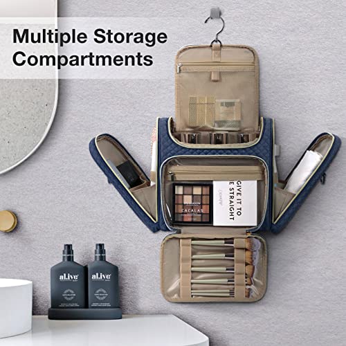BAGSMART Travel Toiletry Bag, Toiletry Bag for Women, Water-resistant Cosmetic Makeup Bag, Large Capacity Travel Organizer for Full Sized Toiletries and Cosmetics, Navy Blue - color: Navy Blue