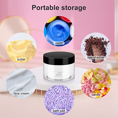 Loretoy 36 Pack 4 OZ Plastic Jars with Lids, BPA Free, Reusable, Refillable Transparent Cosmetic Containers for Bath Salts, Cosmetics, Powders, Beauty Product and Small Accessories - color: Black, size: 4 Ounce