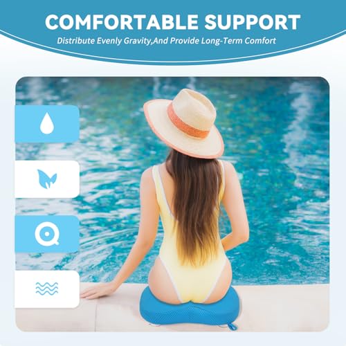 Idle Hippo Hot Tub Booster Seat, 4D Air Mesh Hot Tub Pillow with Powerful 6 Non-Slip Suction Cups, Ergonomic Booster Cushion, Quick Dry Spa Pillow for Indoor Outdoor Hot Tub-Blue - color: Blue