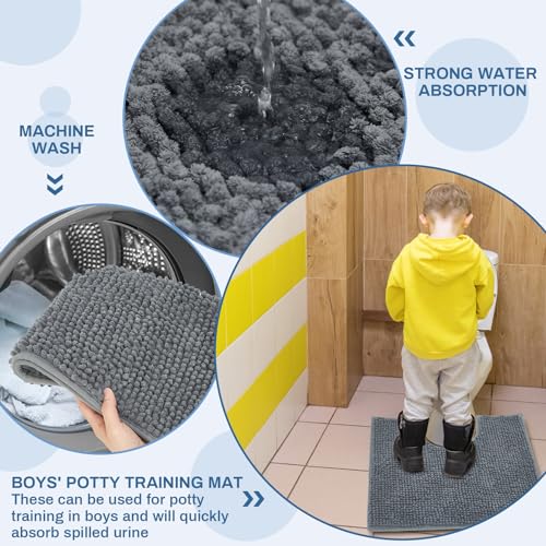 Timgle 6 Pcs U Shaped Toilet Rug 20'' x 20'' Disposable Toilet Mats 0.8'' Thick Chenille Fluffy Training Mats Disposable Non Slip Soft Absorbent Machine Washable Rug for Bath Floor Gray