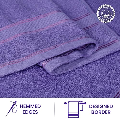 Casa Lino Face Towels & Body Wash Cloths for Showering - 100% Cotton Wash Cloths for Bathroom - Highly Absorbent & Quick Drying Washcloth Set - Cotton Washcloths 24 Pack (12" x 12") - (Purple) - color: Purple
