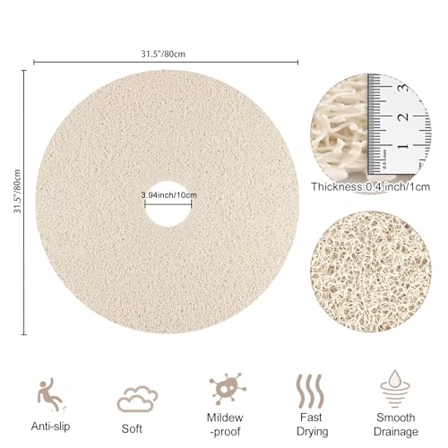 Shower Mat Non Slip, Round Shower Mat for Inside Shower, Non Slip Bathtub Mat, Fast Drying Bath Tub Mats, Loofah Mat for Shower Bathroom, Quick Drying, Resistant (Beige, 32 x 32 Inch) - color: Beige, size: 32" (Round)