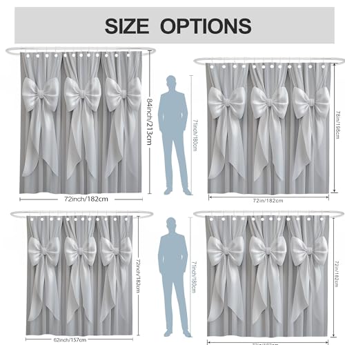Bow Shower Curtain, Elegant Modern Ribbon Curtain N/a Gray Polyester Waterproof Toile Cloth Shower Curtains for Bathroom Toile Guest Room Decor 72x84 Inch - size: 72"W x 84"L (Pack of 1)