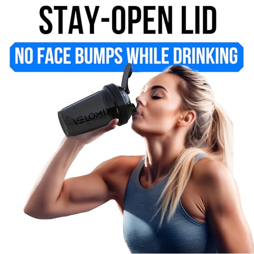 VELOMIX -2 Pack- 20 oz Protein Shaker Bottles for Protein Mixes - 2x Wire Whisk | Leak Proof Shaker Cups for Protein Shakes and Pre Workout | Protein Shaker Bottle Pack (A9) Purple/Black - color: A9) Purple / Black