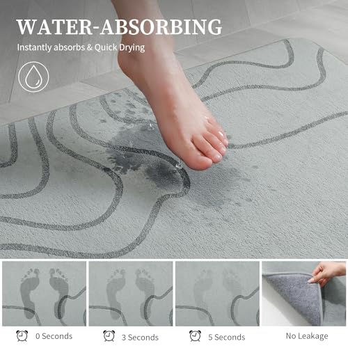 YIHOUSE Memory Foam Bathroom Rugs Sets 2 Piece - Extra Thick Ultra Soft Absorbent Bath Mat Set, Non-Slip Machine Washable Bath Rugs for Bathroom, Tub & Shower, Home Decor (17"x24"+20"x46", Grey) - color: Grey, size: 1'5" x 3'10" (17"x24"+20"x46")