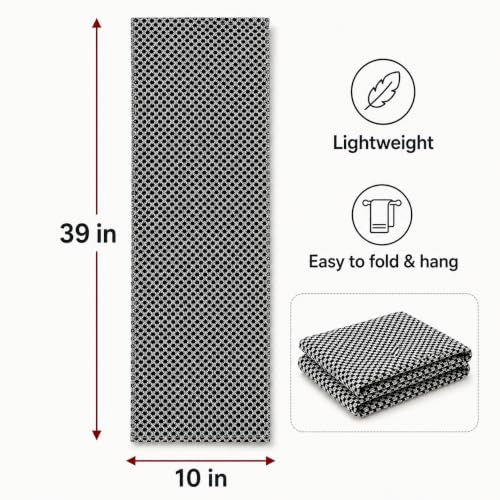 Exfoliating Shower Towel, Cotton-Blend Back Scrubber, Black | 39 x 10 in, dual-sided texture, quick-dry mesh, washable for home, gym, travel - color: Black