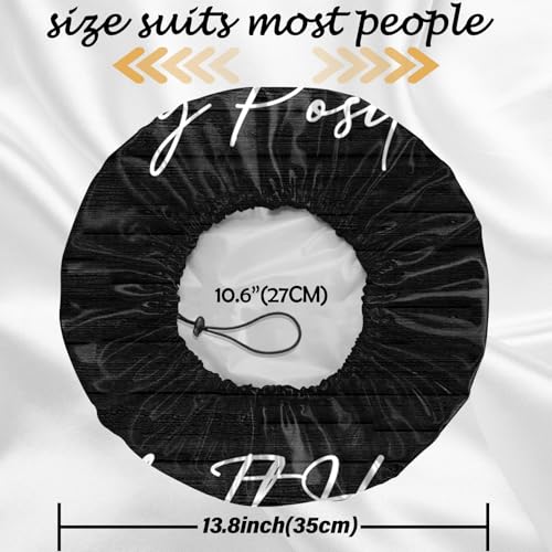 2 PCS Shower Cap Reusable Waterproof Double Layers Hair Caps Shower Bath Adjustable Elastic Hat for Women Girls Cute Aesthetic-Black Bat - color: AI11-Black Bat